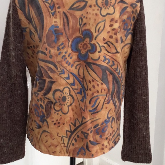 NWOT. K-I-K-I-T Printed Suede Knit Jacket - Picture 10 of 11